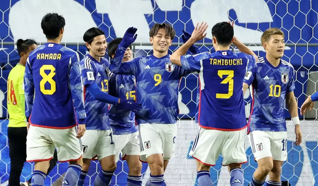 Jepang menduduki puncak klasemen Group B dalam kualifikasi Piala Dunia 2026 untuk Zona Asia usai raih kemenangan 5-0 atas Myanmar. (FIFA)