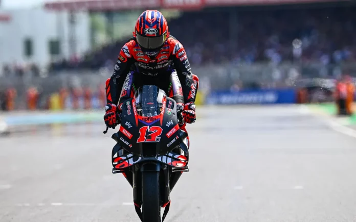 Pembalap Aprilia Racing, Maverick Vinales bawa Aprilia Pimpin FP1 MotoGP Italia 2024. (Foto: MotoGP)